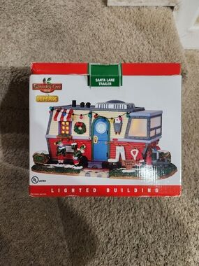 Lemax Coventry Cove Santa Lane Trailer Lighted Holiday Building - Red/Blue